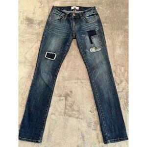 CAbi Jeans Womens 0 Slim Boyfriend Patch Stretch Faded Blue Style 5308